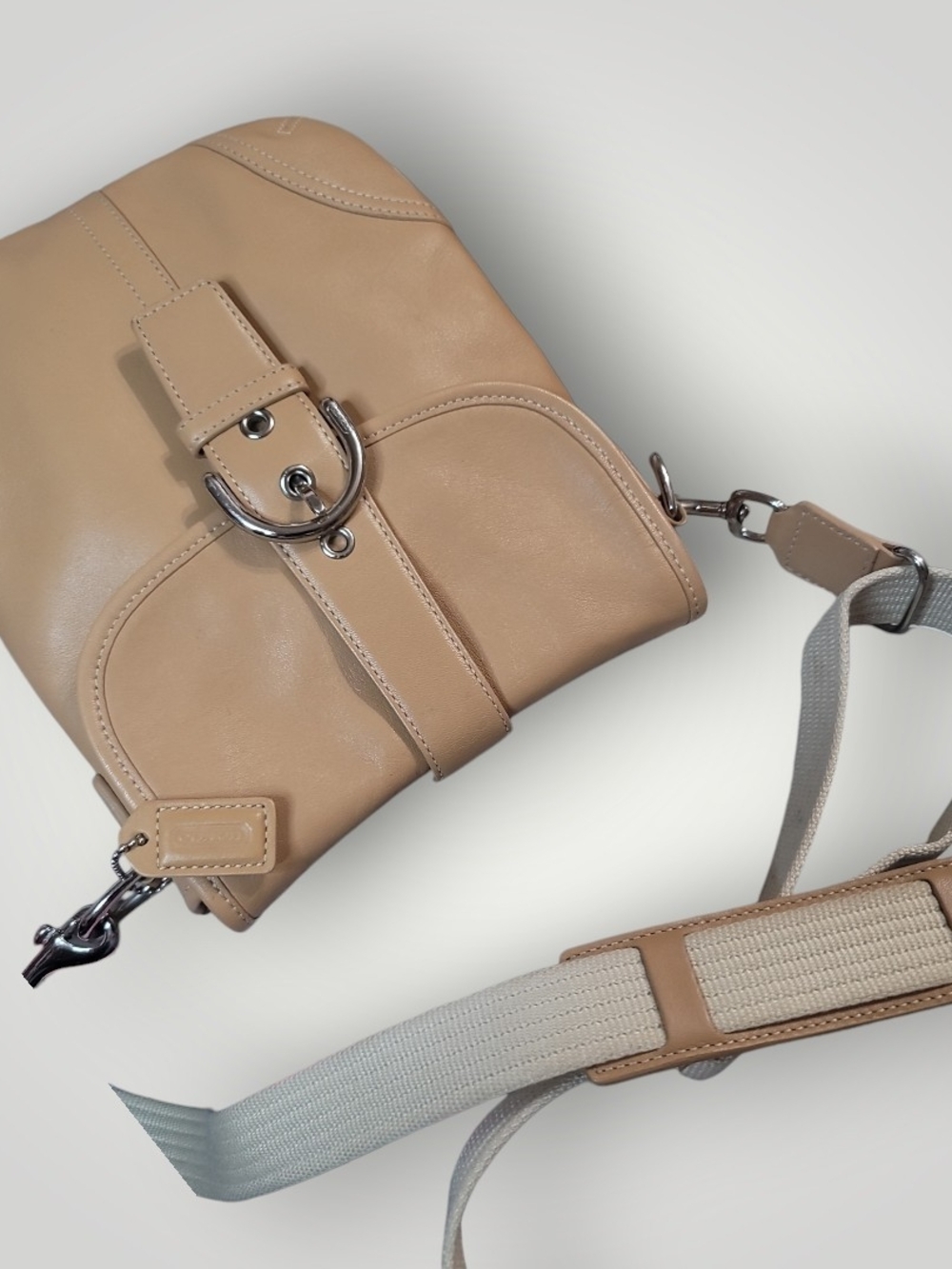 COACH VTG Soho Flap buckle Crossbody bag in Tanl leather EUC With COA - Picture 6 of 9